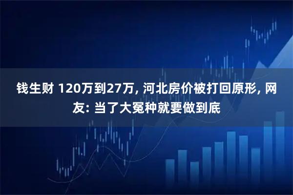 钱生财 120万到27万, 河北房价被打回原形, 网友: 当了大冤种就要做到底